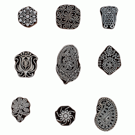 Set of 9 Piece New Mix Wooden Printing Block