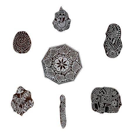 Set of 7 Piece New Mix Wooden Printing Block