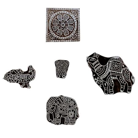Set of 5 Piece New Mix Wooden Printing Block