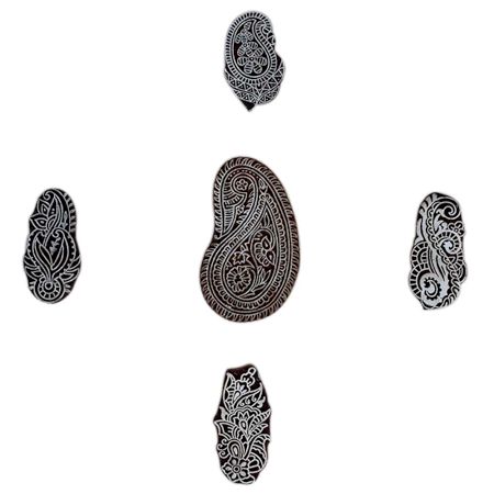 Set of 5 Piece New Mix Wooden Printing Block