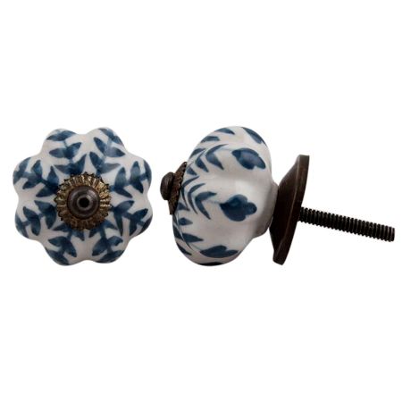 White Blue Leafy Melon Knob