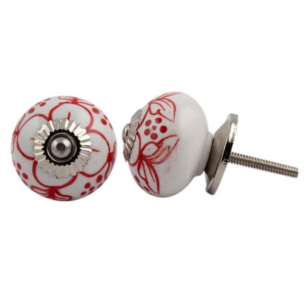 Red Floral Knob