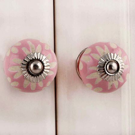 Pink Etched Ceramic Knob 43