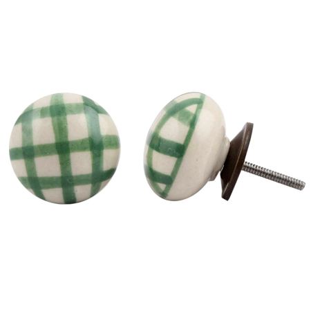 Green Checked Flat Knob
