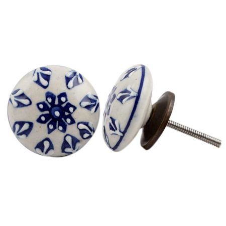 Blue Tiny Flower Flat Knob