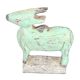 Sea Green Roughly Painted Wooden Cow