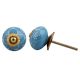 Blue Etched Flower Knob