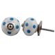 White Blue Polka Dots Ceramic Drawer Knob