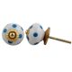 White Blue Polka Dots Ceramic Drawer Knob