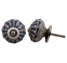 Blue Wheel Crackle Ceramic Dresser Knob