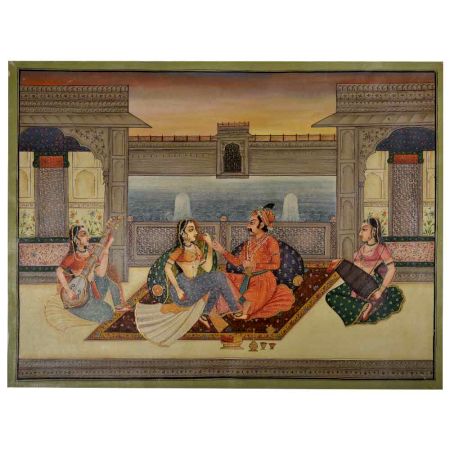 Painting of royal beloveds in Mughal painting 36 X 48