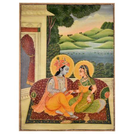 Krishangarh painting of Lord Krishna and Radha