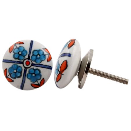 Turquoise Floral Pattern Knob