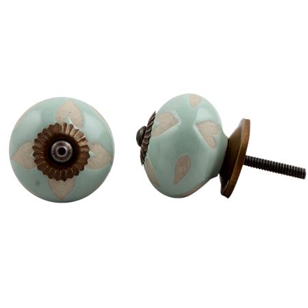 Sage Green Etched Ceramic Knob-12