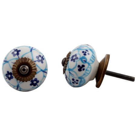 Blue Floral Knob
