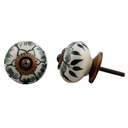 Forest Green Flower Knob