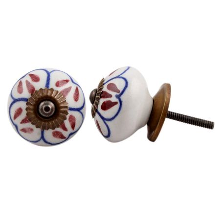 Brown Floral Ceramic Knob