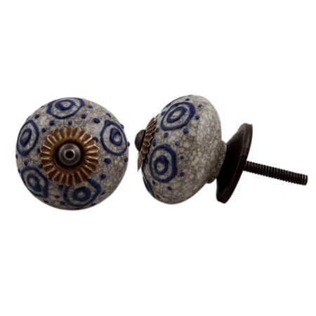 Blue Decorative Crackle Ceramic Dresser Knob