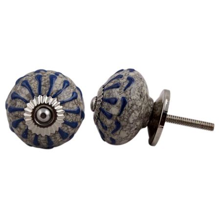 Blue Wheel Crackle Ceramic Dresser Knob