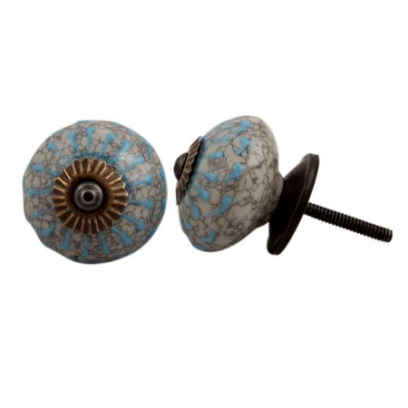 Turquoise Wheel Crackle Ceramic Cabinet Knob