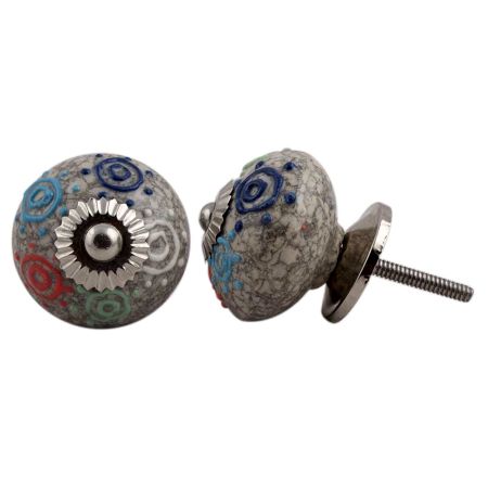 Mixed Circular Crackle Ceramic Wardrobe Knob