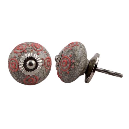 Pink Round Crackle Ceramic Cabinet Knob