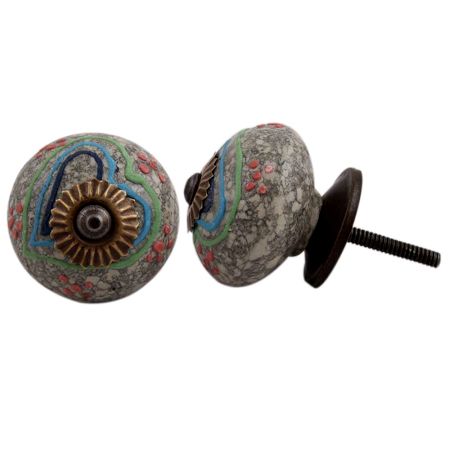 Colorful Hearts Crackle Cabinet Ceramic Knob
