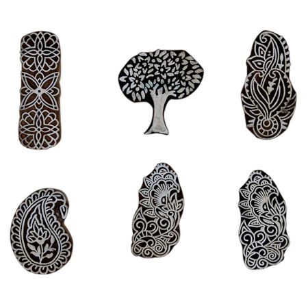 Set of 6 Piece New Mix Wooden Printing Block