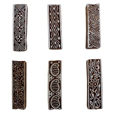 Set of 6 Piece New Mix Wooden Printing Block