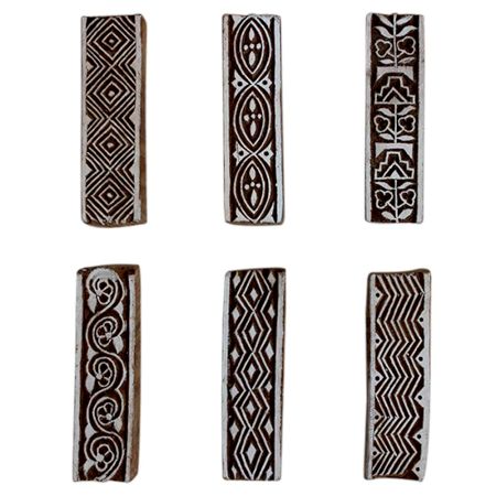 Set of 6 Piece New Mix Wooden Printing Block