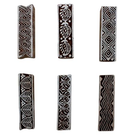 Set of 6 Piece New Mix Wooden Printing Block