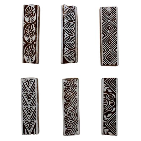 Set of 6 Piece New Mix Wooden Printing Block