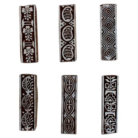 Set of 6 Piece New Mix Wooden Printing Block