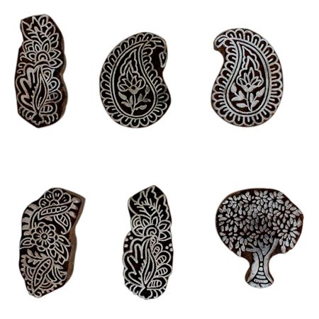 Set of 6 Piece New Mix Wooden Printing Block