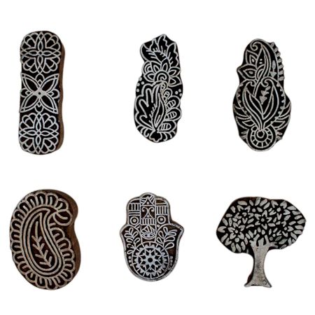 Set of 6 Piece New Mix Wooden Printing Block