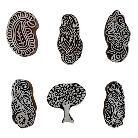 Set of 6 Piece New Mix Wooden Printing Block