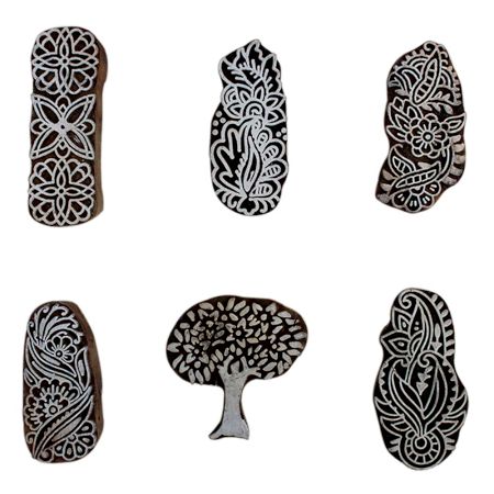 Set of 6 Piece New Mix Wooden Printing Block