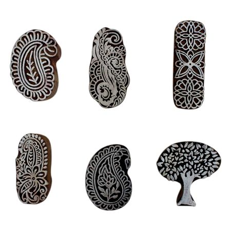 Set of 6 Piece New Mix Wooden Printing Block