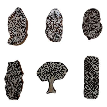 Set of 6 Piece New Mix Wooden Printing Block