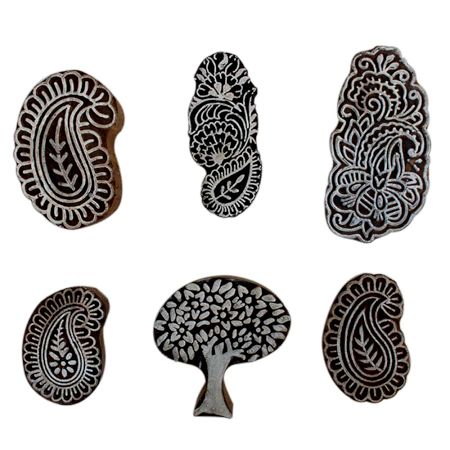 Set of 6 Piece New Mix Wooden Printing Block