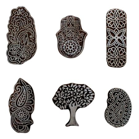 Set of 6 Piece New Mix Wooden Printing Block