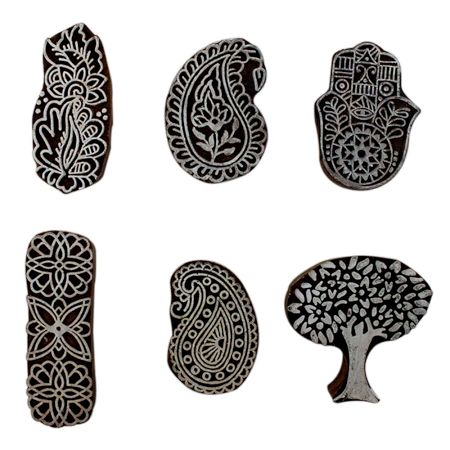 Set of 6 Piece New Mix Wooden Printing Block