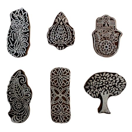 Set of 6 Piece New Mix Wooden Printing Block