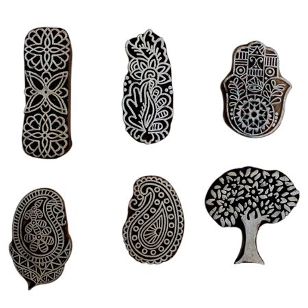 Set of 6 Piece New Mix Wooden Printing Block
