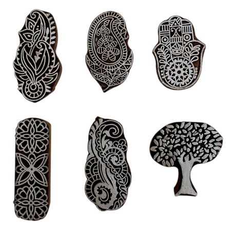 Set of 6 Piece New Mix Wooden Printing Block