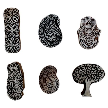 Set of 6 Piece New Mix Wooden Printing Block