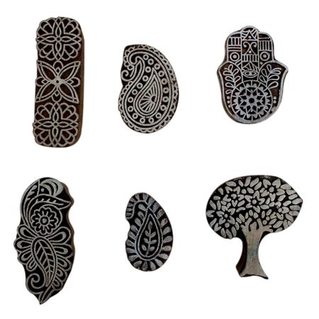 Set of 6 Piece New Mix Wooden Printing Block