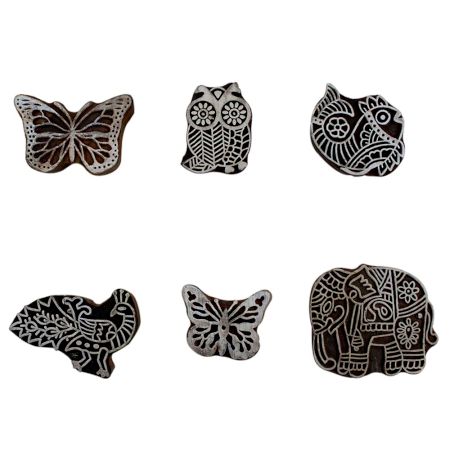Set of 6 Piece New Mix Wooden Printing Block