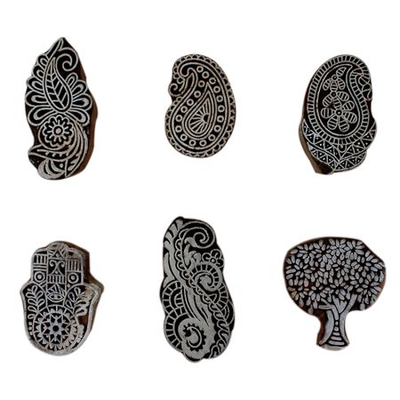 Set of 6 Piece New Mix Wooden Printing Block