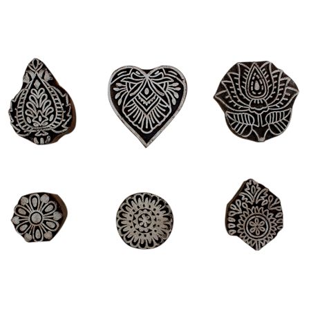 Set of 6 Piece New Mix Wooden Printing Block